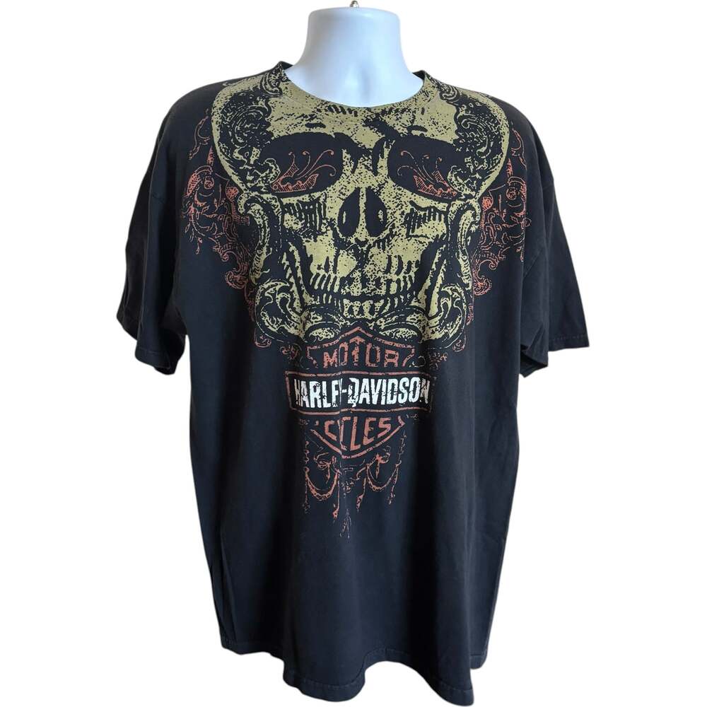 Harley-Davidson XL Biker Skull Chariton IA Dealer Graphic Tee Black Regular